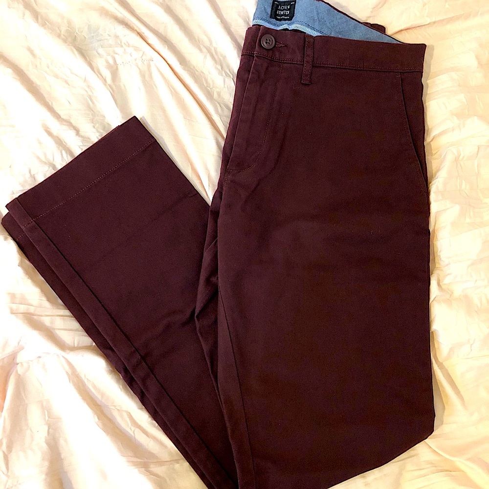J.crew 484 stretch slim fit chino pants burgundy